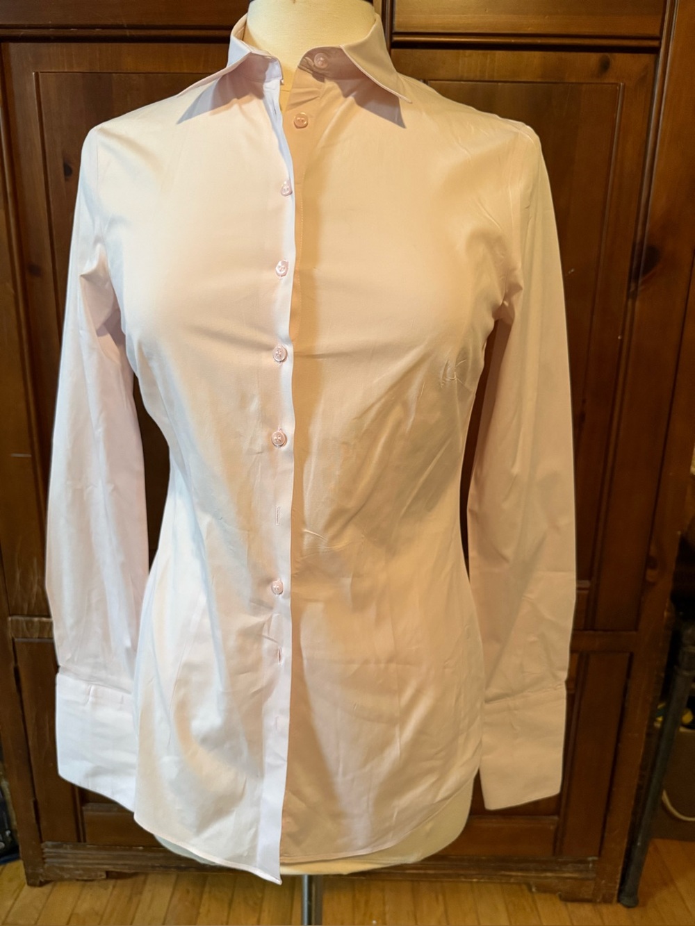Hawes & Curtis Fitted Pink Button Front Dress Shirt Women’s UK 11 Long Sleeve